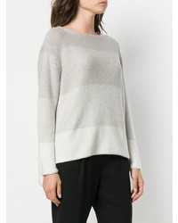 grauer horizontal gestreifter Pullover mit einem Rundhalsausschnitt von Fabiana Filippi