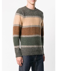 grauer horizontal gestreifter Pullover mit einem Rundhalsausschnitt von Howlin'