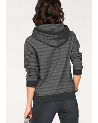 grauer horizontal gestreifter Pullover mit einer Kapuze von NAVIGAZIONE BLU