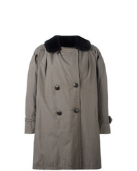 grauer Mantel mit einem Pelzkragen von Yves Saint Laurent Vintage