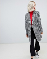 grauer Mantel mit Hahnentritt-Muster von New Look