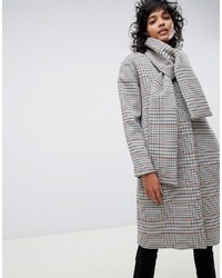 grauer Mantel mit Karomuster von ASOS WHITE