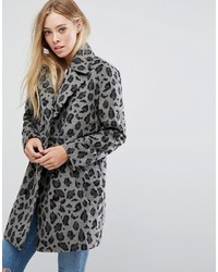 grauer Mantel mit Leopardenmuster von Glamorous