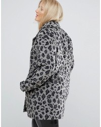 grauer Mantel mit Leopardenmuster von Alice & You