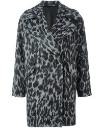 grauer Mantel mit Leopardenmuster von Tagliatore