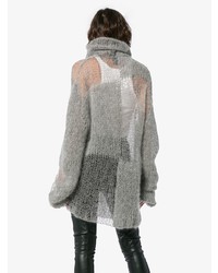 grauer Mohair Oversize Pullover von Ann Demeulemeester