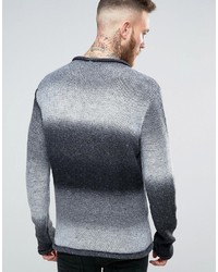grauer Pullover mit einem Rundhalsausschnitt mit Farbverlauf von Asos