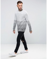 grauer Pullover mit einem Rundhalsausschnitt mit Farbverlauf von ONLY & SONS