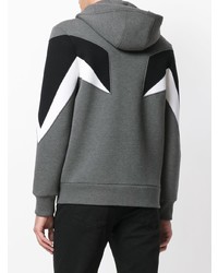 grauer Pullover mit einem Kapuze mit geometrischem Muster von Neil Barrett