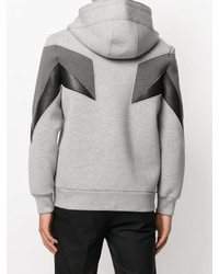 grauer Pullover mit einem Kapuze mit geometrischem Muster von Neil Barrett