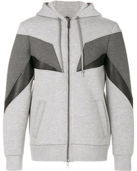 grauer Pullover mit einem Kapuze mit geometrischem Muster von Neil Barrett