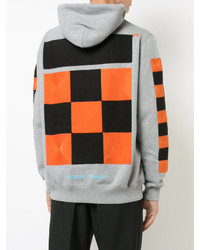 grauer Pullover mit einem Kapuze mit Schottenmuster von Off-White