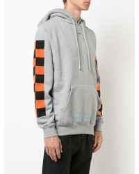 grauer Pullover mit einem Kapuze mit Schottenmuster von Off-White