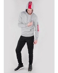 grauer Pullover mit einem Kapuze von Alpha Industries