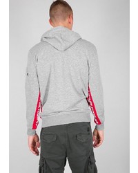 grauer Pullover mit einem Kapuze von Alpha Industries