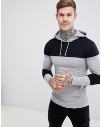 grauer Pullover mit einem Kapuze von ASOS DESIGN