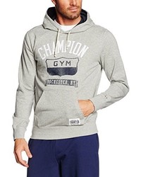 grauer Pullover mit einem Kapuze von Champion