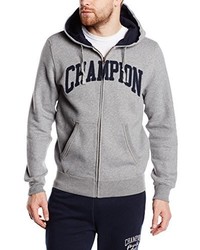 grauer Pullover mit einem Kapuze von Champion