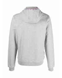 grauer Pullover mit einem Kapuze von Moschino