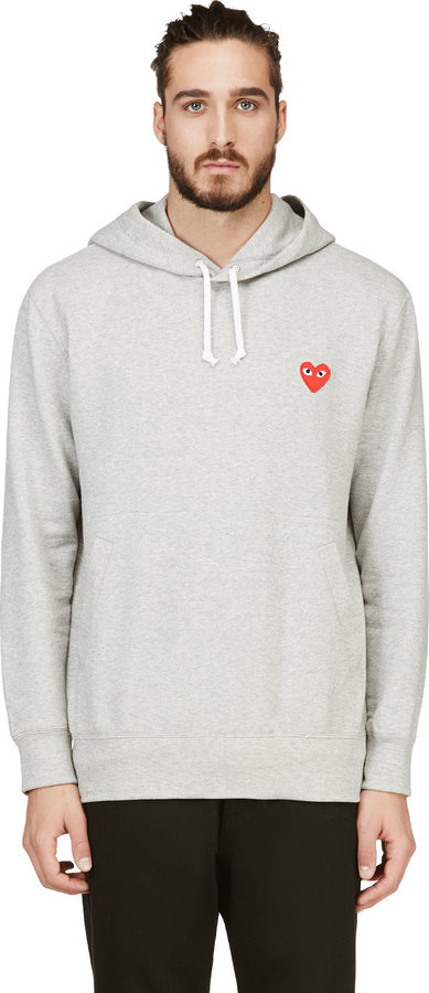 comme des garcons play grey hoodie