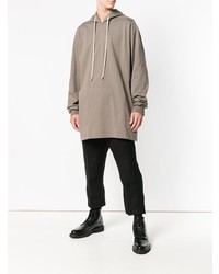 grauer Pullover mit einem Kapuze von Rick Owens