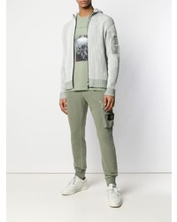 grauer Pullover mit einem Kapuze von Stone Island