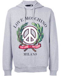 grauer Pullover mit einem Kapuze von Love Moschino