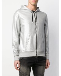 grauer Pullover mit einem Kapuze von Balmain