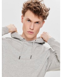 grauer Pullover mit einem Kapuze von ONLY & SONS