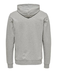 grauer Pullover mit einem Kapuze von ONLY & SONS