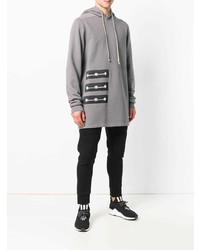 grauer Pullover mit einem Kapuze von Rick Owens DRKSHDW