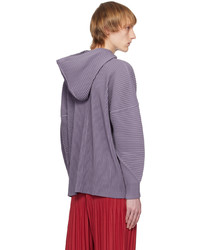 grauer Pullover mit einem Kapuze von Homme Plissé Issey Miyake