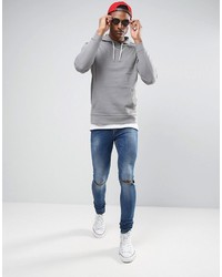 grauer Pullover mit einem Kapuze von Asos