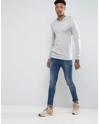 grauer Pullover mit einem Kapuze von Asos