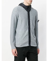 grauer Pullover mit einem Kapuze von Stone Island