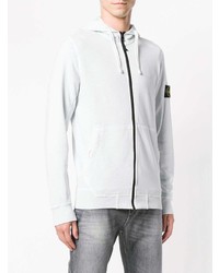 grauer Pullover mit einem Kapuze von Stone Island