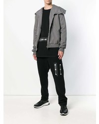 grauer Pullover mit einem Kapuze von Rick Owens DRKSHDW