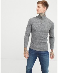 grauer Pullover mit einem Reißverschluss am Kragen von ASOS DESIGN