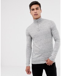 grauer Pullover mit einem Reißverschluss am Kragen von ASOS DESIGN