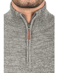 grauer Pullover mit einem Reißverschluss am Kragen von BLEND