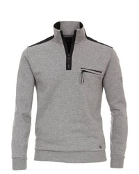 grauer Pullover mit einem Reißverschluss am Kragen von Casamoda