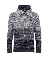 grauer Pullover mit einem Reißverschluss am Kragen von Cipo & Baxx