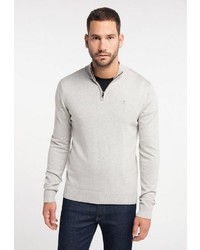grauer Pullover mit einem Reißverschluss am Kragen von Dreimaster