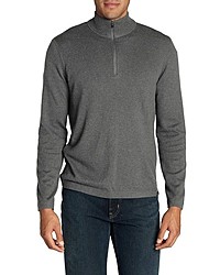 grauer Pullover mit einem Reißverschluss am Kragen von Eddie Bauer