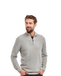 grauer Pullover mit einem Reißverschluss am Kragen von ENGBERS