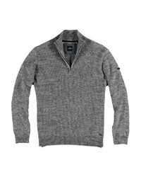 grauer Pullover mit einem Reißverschluss am Kragen von ENGBERS