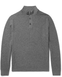 grauer Pullover mit einem Reißverschluss am Kragen von Ermenegildo Zegna