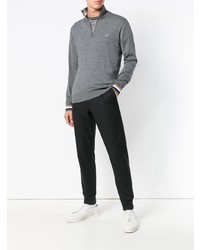 grauer Pullover mit einem Reißverschluss am Kragen von Sun 68