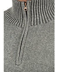 grauer Pullover mit einem Reißverschluss am Kragen von INDICODE