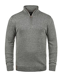 grauer Pullover mit einem Reißverschluss am Kragen von INDICODE